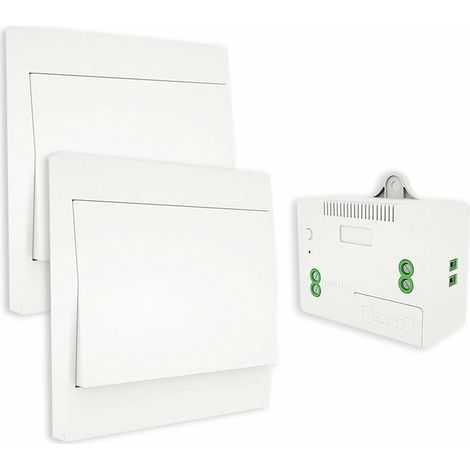 RF433 Interrupteur sans Fil, sans Pile, télécommande Murale Va et Vient, Interrupteur Mural Auto alimenté, sans câblage, émetteur pour Panneau Mural (kit à 2 Voies), intérieur extérieur étanche (1/4)