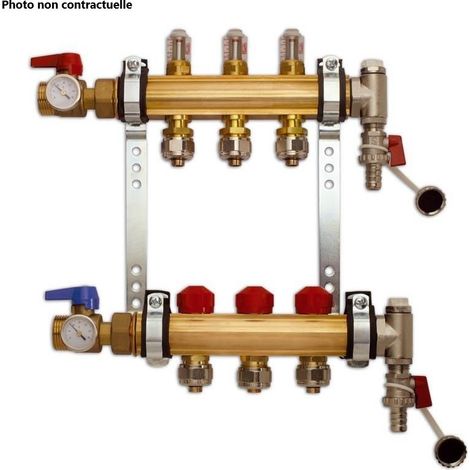 Collecteur Prémonté pour Plancher Chauffant ROTH avec Débitmètre HX-D 5 Circuits 26x34, Vannes, Thermomètres - 1409030505 (1/2)