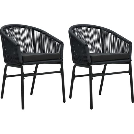 Gartenstühle 2 Stk. Schwarz PE-Rattan
