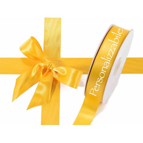 Nastro personalizzato doppio raso giallo ocra 25 mm, set da 500 pezzi, mm 25 H