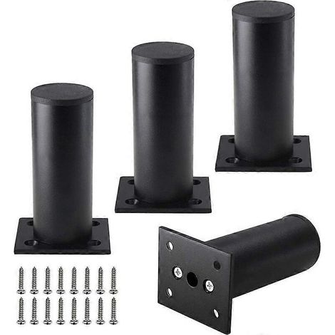 Quatre pieds de meubles réglables en alliage d'aluminium, pieds de support ronds en métal pour canapé, adaptés aux cuisines, tables, armoires, étagères, etc. (1/5)