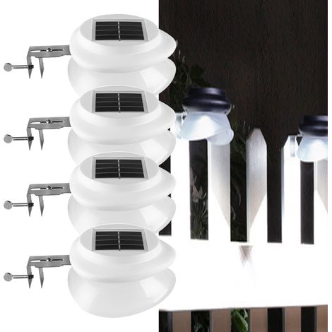 Lampes de gouttière solaires étanches à LED intelligentes pour clôture extérieure, éclairage de sécurité non dimmable avec allumage automatique crépusculaire.-AquaForge