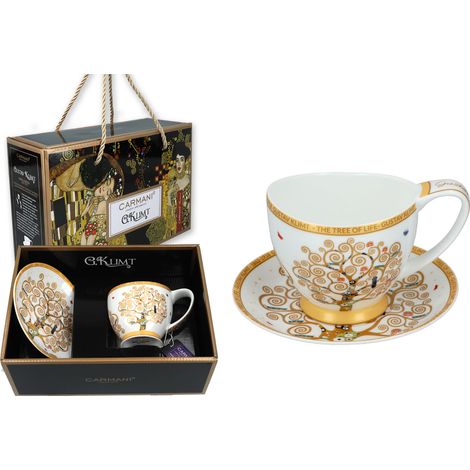 Tasse à expresso Gustav Klimt Arbre de Vie en porcelaine blanche AVEC soucoupe (1/5)