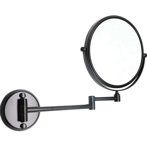 Miroir télescopique de salle de bain miroir de courtoisie pliant miroir de beauté miroir mural de salle de bain miroir grossissant - noir, 1pc (1/4)