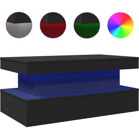 Maison Exclusive - Mesa de centro con luces LED negro 90x50x40 cm