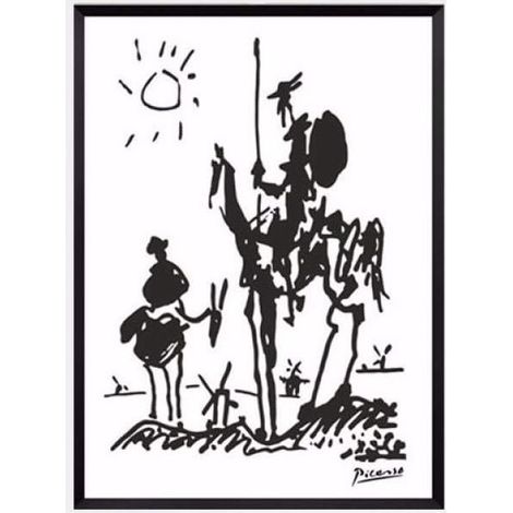 Picasso Don Quichotte Toile Tableau Peinture Murale RéTro Toile Tableau Peintures Noir Blanc Murale Art Minimaliste Affiche Salon Decoration à La Maison 40x60 Cm Sans Cadre (1/4)