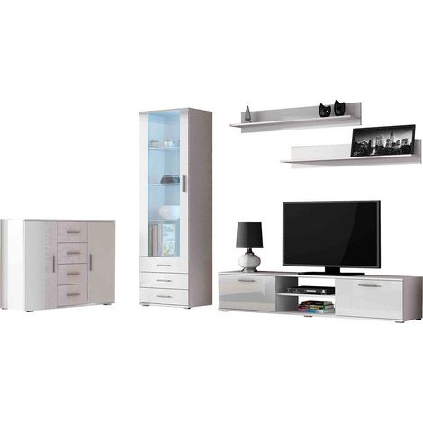 Conjunto de salón Tornola 108, Blanco + Blanco brillante