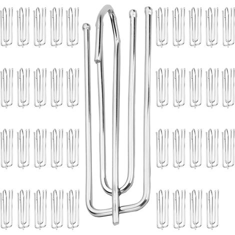 40 Crochets pour rideaux, Acier inoxydable, Surface lisse, Pour rails et tringles, Usage intérieur (1/5)