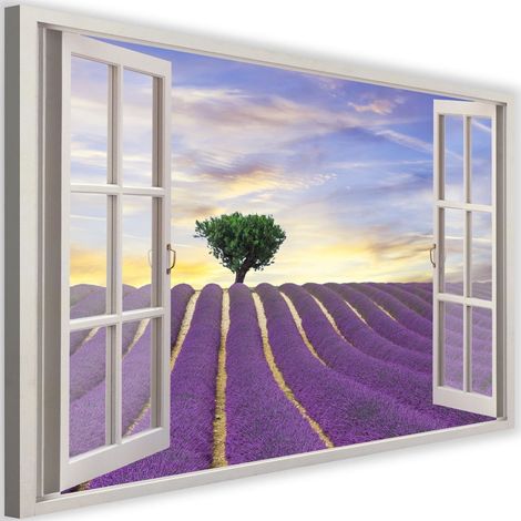 Tableau fenêtre, champ de lavande - 90 x 60 cm (1/5)