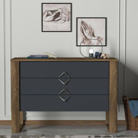 Cassettiera Jova, 3 Cassetti, Apertura Scorrevole, Chiusura Scorrevole, 110x45x76h cm Marrone Noce (1/5)