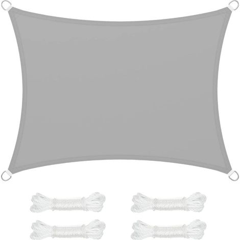 x 4 m großes Sonnensegel, wasserdicht, mit einer Wassersäule von 665 mm, reißfestem Polyester-Sonnenschutz, 93 % UV-Schutz, für Terrasse, Garten, Balkon, rechteckige Form, Seile (1/5)