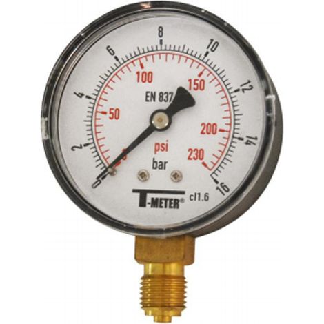 Manomètre ABS à cadran sec RADIAL Mâle 1/4" (8/13) - Ø63 - 0 à 25 bar - Sferaco