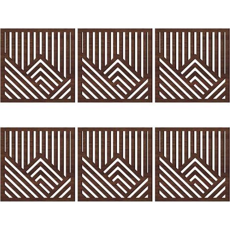 Ensemble de 6 panneaux décoratifs muraux en bois – – Motif montagnes ajourées – Décoration murale intérieure (1/5)