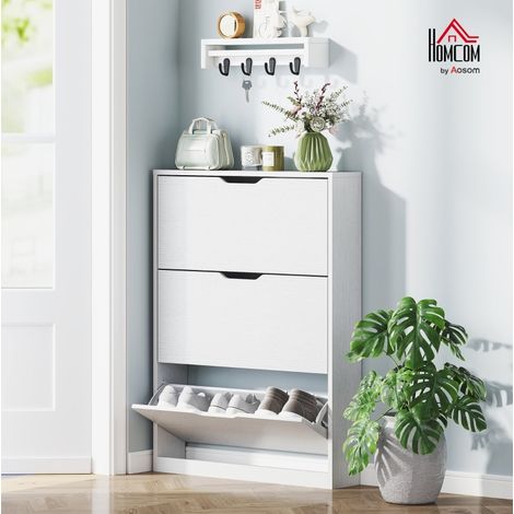 Schrank Schuhschrank Aufbewahrung schmal 80 cm Weiß OKMYHOME (1/5)