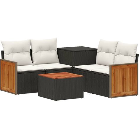 vidaXL Sofa Set 6 pcs Black and Cream White 55 x 55 x 37 cm (1/5)