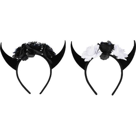 2er-Set Totenkopf-Horn-Stirnbänder für Halloween-Dekoration