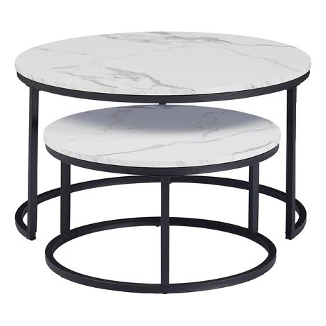 Table basse ronde moderne, empilable pour un gain de place, 60 cm et 40 cm