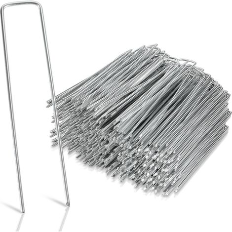 Wolketon Lote de 250 estacas de fijación de acero galvanizado Ø2.8mm 150x25mm. anclaje para suelo de jardín. para lona antihierba