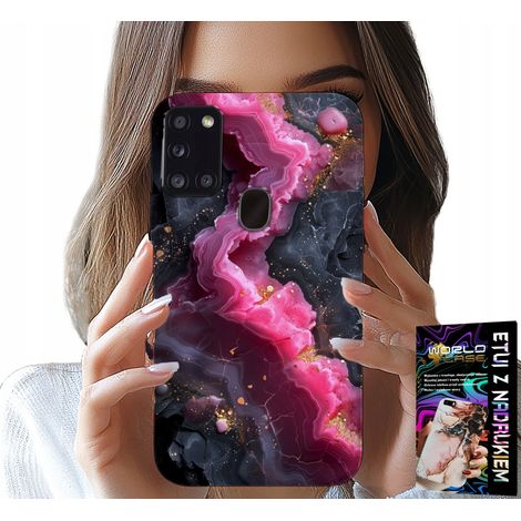 Custodia per Samsung Galaxy A21s - retro effetto marmo rosa, motivi alla moda (1/5)