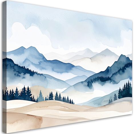 Stampe su Tela, Paesaggio Paesaggio di montagna blu beige, 30x20 (1/5)