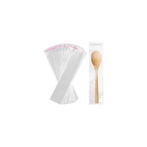 Lot de 100 sachets transparents autocollants - 25 x 5 cm - Fermeture adhésive Idéal pour bonbons, porte-clés, montre, épingle à cheveux, collier (1/5)