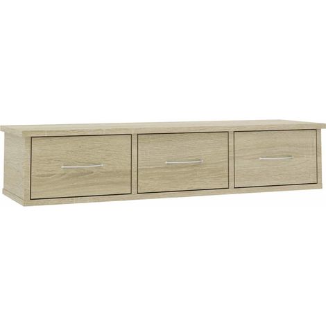Maison Exclusive - Wand-Schubladenregal Sonoma-Eiche 88x26x18,5 c (1/5)
