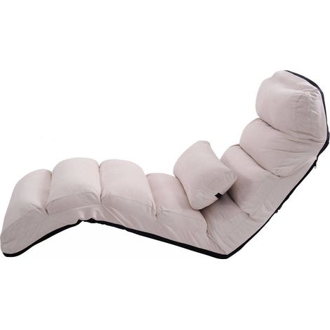 Fauteuil canapé-lit pliable beige avec cadre en acier, dossier réglable et coussin inclus pour salon, chambre et sol (1/5)