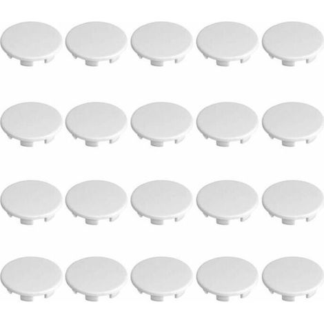 20 tappi di copertura in plastica bianca da 14 mm per fori di mobili, pareti e divisori (1/2)