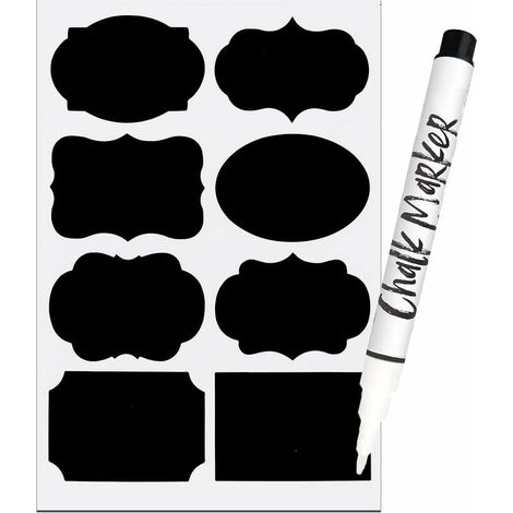 [JAMAIS UTILISÉ]KZQ Etiquettes autocollantes bocaux, 64PCS - Etiquettes pour tableau noir avec stylo à craie (1/3)