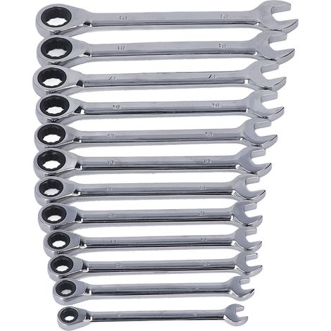 Verstellbarer Ratschenschlüssel, verchromter Kombinationsschlüsselsatz, Vanadiumstahl, Handwerkzeug 8–19 mm (1/5)