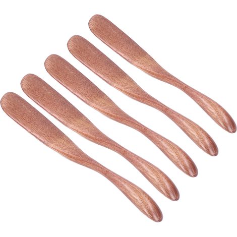 5 Pièces Couteau à Beurre en Bois pour Fromage Confiture, Style Japonais pour Table et Masque Visage, Couleur Peinture Foncée