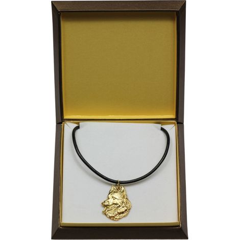 Pastor belga, perro de montaña belga: collar para perro en caja de regalo, colgante chapado en oro para amantes de los perros, impresionante joyería de Art-Dog. (1/5)