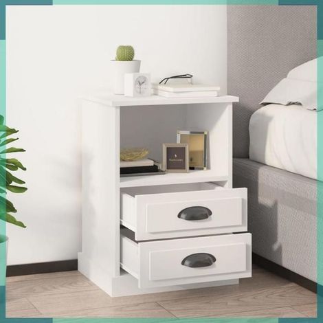 Table de chevet - 816328 - blanc - bois d'ingénierie - 43x36x60 cm (1/5)