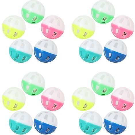 Lot de 20 balles en plastique bruyantes avec clochette pour chatons, à poursuivre ou à chasser. (1/4)