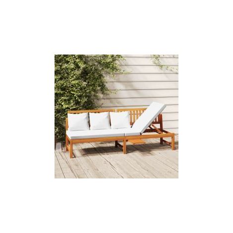 vidaxL Lit de jour avec coussin crème 200x60x75 Bois d'acacia solide (1/5)