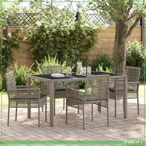 Ensemble de salle à manger pour jardin - 3334873 - Poly rotin - Plateau verre trempé - 4 places (1/5)