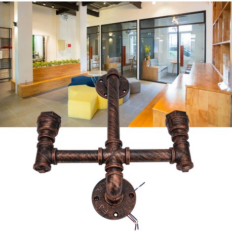 Applique murale en fer à double tête, style steampunk, avec douille E27, pour décoration intérieure industrielle (220 V). (1/5)