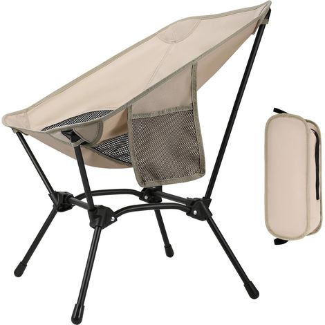 Folding High Back Camping Chair, 120 kg Capacity, Lightweight Camping Chair, Foldable with 2 Side Pockets, Ultra-Light Folding Chair for Outdoor Use and Hiking