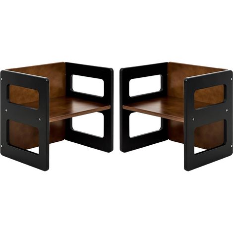 Chaise de sevrage Montessori réglable en Hauteur pour Les Enfants de 1 à 3 Ans, Chaise en Bois Massif, pour Manger/Lire/Jouer, mobilier Montessori certifié CPC - Noire(2pcs) (1/5)