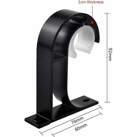 2 pcs Support de Tringle à Rideau Supports de Fixation au Plafond Support Tringle Penderie en Alliage de Zinc pour Chambre Salon avec Vis Tuyaux d'expansion (Noir) (1/5)