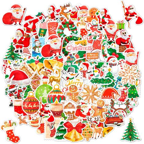 Autocollant Noel Scrapbooking Noël Brillant Décoration Stickers DIY pour Emballage 100 Pièces (1/5)