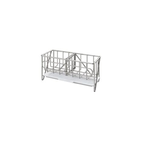 Schwammhalter-Organizer für die Spüle, Aufbewahrung für Reinigungsbürsten und Seife mit Abtropfschale, Silber, 20,5 x 8,5 x 9,2 cm - Crezuo