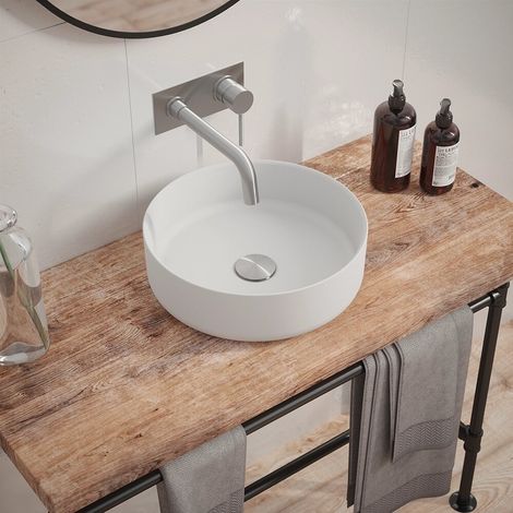 Lavabo à poser rond 36x36x12 cm Blanc (1/4)