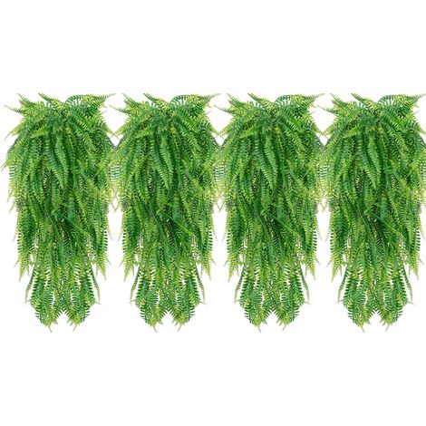 AUTRUCKER Lot de 4 fougères de Boston artificielles pour décoration murale extérieure (1/3)