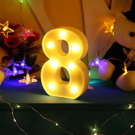 Trade Shop - NUMBER 8 LUMINOSO BIANCO LED DECORO FÜR EVENTS CALDA 3000K 16X3CM - (1/5)