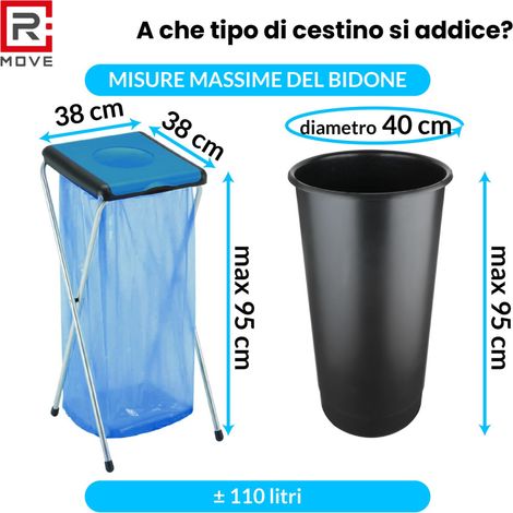R Move Sacchi Spazzatura Con Maniglie 70x110cm 110L Multicolore 4 Rotoli Da 10 Pz (1/4)
