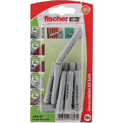Enchufe universal UX 8 x 50 K fischer, 10 unidades.