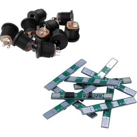 10 Pièces Montage sur Panneau 17.9x13.8mm Prise d'Alimentation DC Socket & 10 Pièces 1S 3.7V 4A Li-Ion BMS PCM 18650 (1/5)
