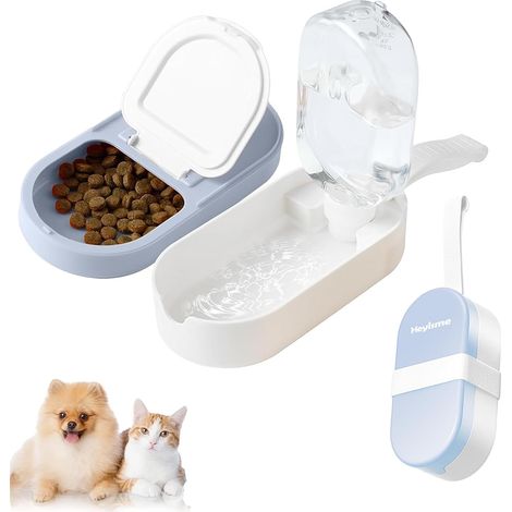 2-in-1 Hundenapf Wasserflasche Futterbehälter Hundeleckerlis Blau (1/5)