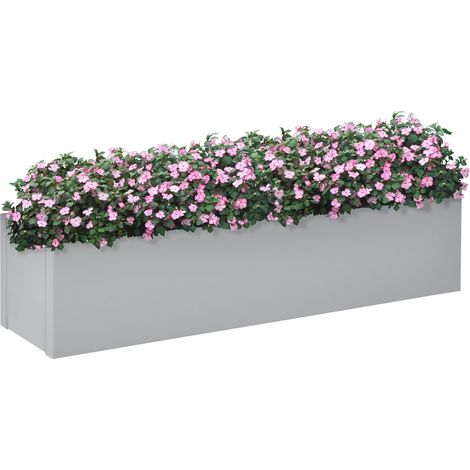 Pflanzkübel Kräuterkübel Blumentopf Stahl Balkon Terrasse Grau 91x22x22cm